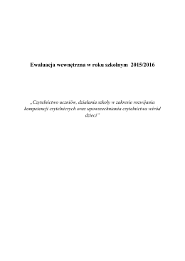 Ewaluacja wewnętrzna w roku szkolnym 2015/2016
