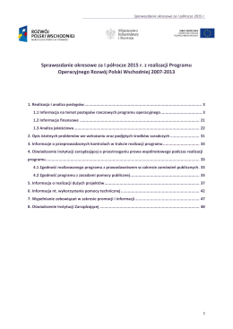 Sprawozdanie okresowe za I półrocze 2015 r. z realizacji Programu