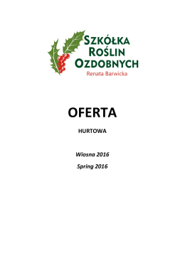 OFERTA - Szkółka Roślin Ozdobnych Suwałki