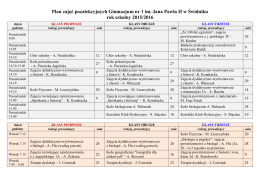 Plan zajęć pozalekcyjnych w Gimnazjum nr 1 w Świdniku