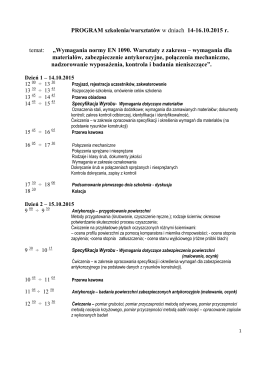 PROGRAM szkolenia/warsztatów w dniach 14-16.10.2015 r