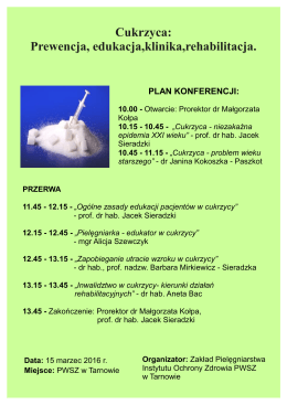 Plan Konferencji - PWSZ w Tarnowie