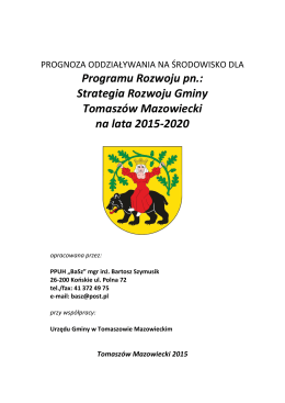 Strategia Rozwoju Gminy Tomaszów Mazowiecki na lata 2015-2020