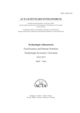 Issue 14 (2) 2015 - Cover - ACTA Scientiarum Polonorum