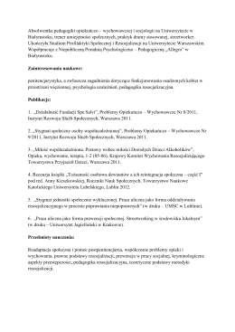 Lista publikacji - Wydział Pedagogiki i Psychologii