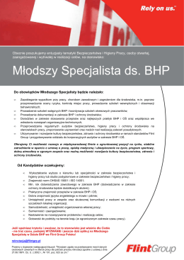 external job vacancy Młodszy Specjalista ds. BHP