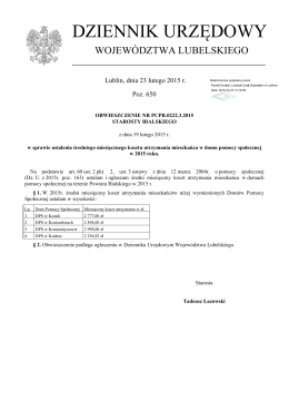 Obwieszczenie Nr PCPR.0222.3.2015 z dnia 19 lutego 2015 r.