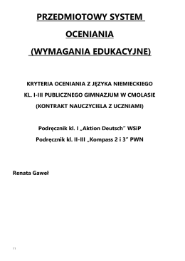 Przedmiotowy System Oceniania z języka niemieckiego dla klasy 2