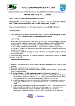 Wzór umowy PFRON - Powiatowy Urząd Pracy w Iławie