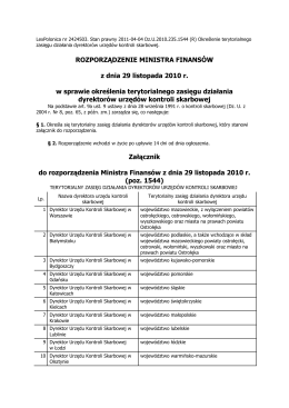 Rozporządzenie Ministra Finansów z dnia 29 listopada 2010 r. w