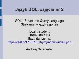 Język SQL, zajęcia nr 2