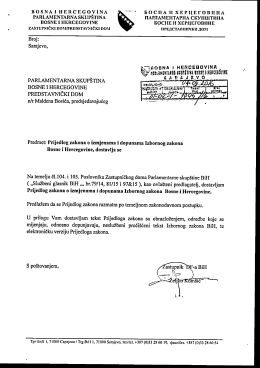 Tekst prijedloga - Parlamentarna skupština Bosne i Hercegovine