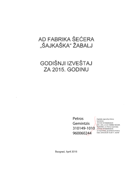 Godisnji izvestaj za 2015 Sajkaska - AD `Sajkaska`