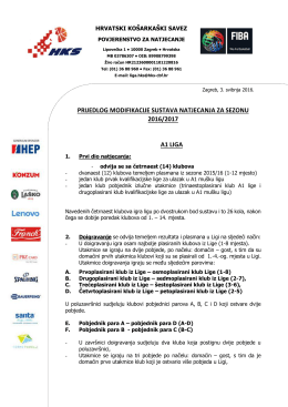 prijedlog modifikacije sustava natjecanja za sezonu 2016/2017 a1 liga