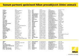 Seznam partnerů společnosti Nikon provádějících čištění snímačů