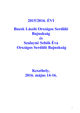 2015/2016. ÉVI Buzek László Országos Serdülő Bajnokság