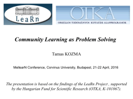 Dr. Kozma Tamás: Community Learning as PBL