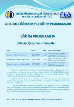 Slayt 1 - Fen Bilimleri Enstitüsü - Eskişehir Osmangazi Üniversitesi
