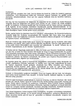 1986 ikinci Ay Fasikül14 ALTIN ÇAG HAKKINDA ÖZET