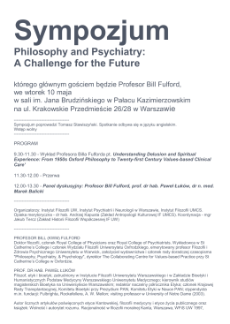 Philosophy and Psychiatry: A Challenge for the Future