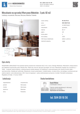 Mieszkanie na sprzedaż Warszawa Mokotów 82m2 - oferta M-25176-0