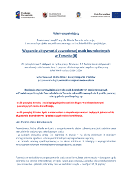 Wsparcie aktywności zawodowej osób bezrobotnych w Toruniu (II)