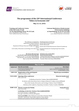 Programme of the 20th Conference