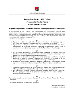 Zarządzenie Nr 1952/2016 - Urząd Miasta Płocka