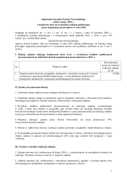 Ogłoszenie Zarządu Powiatu Nowosolskiego z dnia 4 maja 2016 r. o