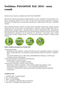 Netklima: PANASONIC RAC 2016 – nowy cennik