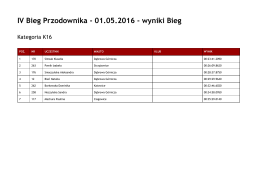 IV Bieg Przodownika ‐ 01.05.2016 ‐ wyniki Bieg