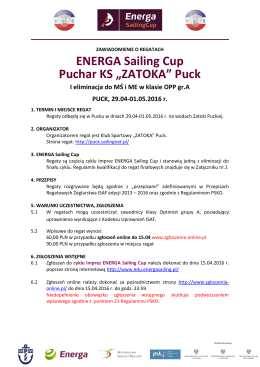 Zawiadomienie ENERGA OPP A - ENERGA Sailing Cup Puchar KS