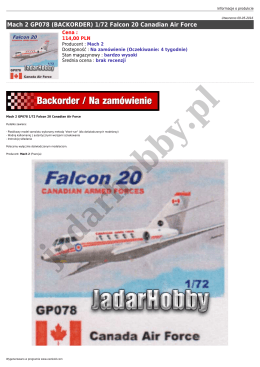 Mach 2 GP078 (BACKORDER) 1/72 Falcon 20 Canadian Air