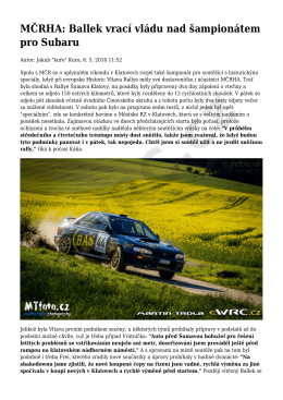 MČRHA: Ballek vrací vládu nad šampionátem pro Subaru