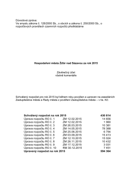 Návrh závěrečného účtu města za rok 2015