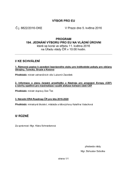 Program 194. jednání Výboru pro Evropskou unii konaného dne 11