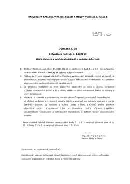 DODATEK č. 29 k Opatření ředitele č. 14/2013