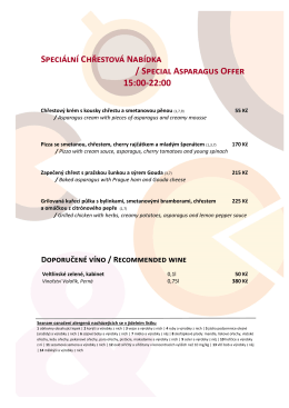 Speciální Chřestová Nabídka / Special Asparagus Offer 15:00