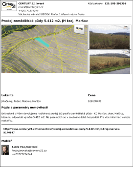 Prodej zemědělské půdy 5.412 m2, JH kraj, Maršov
