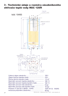 3 - Technické údaje a rozměry zásobníkového ohřívače teplé vody