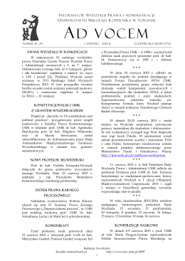 Ad Vocem 2015, nr 18 - Wydział Prawa i Administracji UMK
