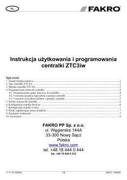 Instrukcja użytkowania i programowania centralki ZTC3iw