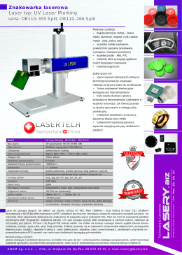 Ulotka Znakowarki Laserowej UV Laser Marking typu