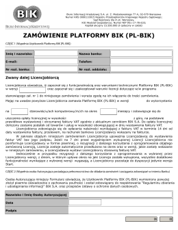 zamówienie platformy bik (pl-bik) - Biuro Informacji Kredytowej SA