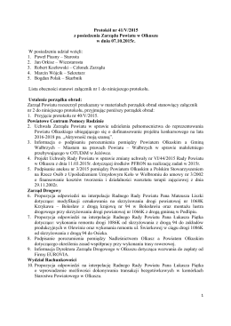 Protokół nr 41/V/2015 z posiedzenia Zarządu Powiatu w Olkuszu w