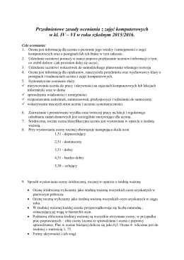 Przedmiotowe zasady oceniania z zajęć komputerowych w kl. IV