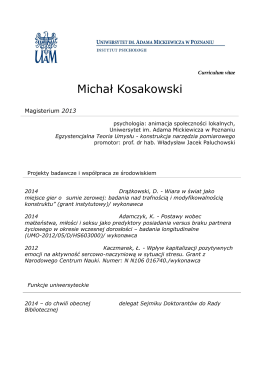 Michał Kosakowski - Uniwersytet im. Adama Mickiewicza