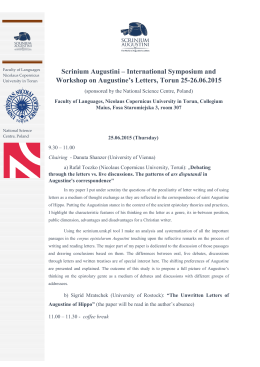 Scrinium Augustini – International Symposium