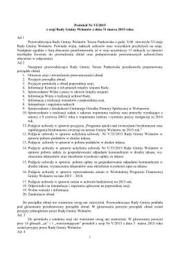 1 Protokół Nr VI/2015 z sesji Rady Gminy Wolanów z dnia 31 marca