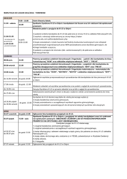 terminarz rekrutacji - III Liceum Ogólnokształcące w Gdyni